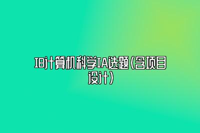 IB计算机科学IA选题（含项目设计）