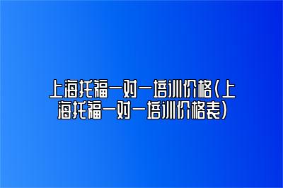 上海托福一对一培训价格(上海托福一对一培训价格表)