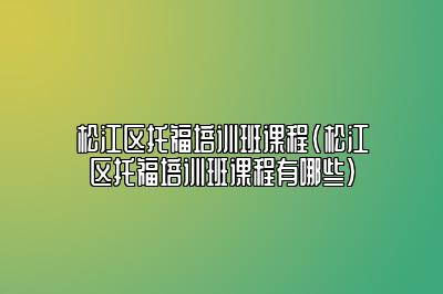 松江区托福培训班课程(松江区托福培训班课程有哪些)