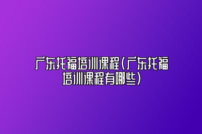 广东托福培训课程(广东托福培训课程有哪些)