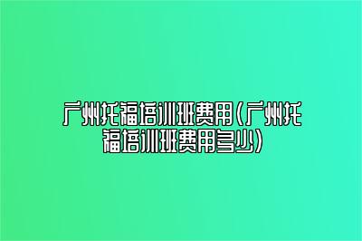 广州托福培训班费用(广州托福培训班费用多少)