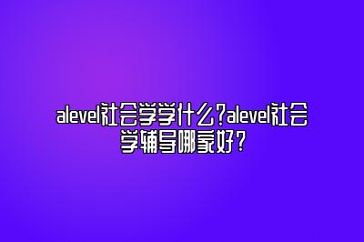 alevel社会学学什么？alevel社会学辅导哪家好?