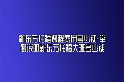 新东方托福课程费用多少钱-举例说明新东方托福大班多少钱