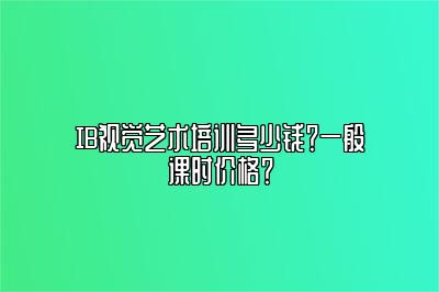 IB视觉艺术培训多少钱？一般课时价格？