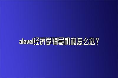 alevel经济学辅导机构怎么选？