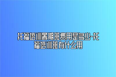 托福培训暑期班费用是多少-托福培训班有什么用