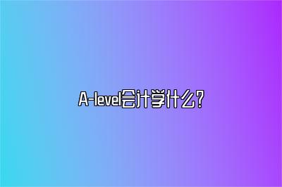 A-level会计学什么？