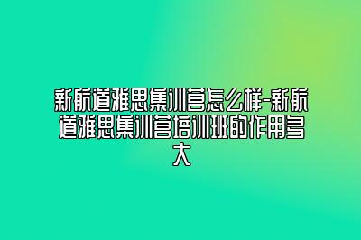 新航道雅思集训营怎么样-新航道雅思集训营培训班的作用多大