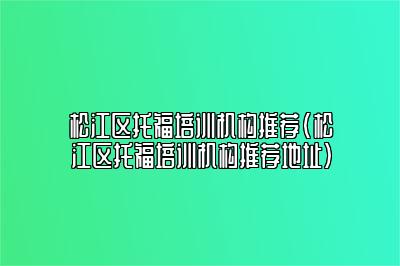 松江区托福培训机构推荐(松江区托福培训机构推荐地址)