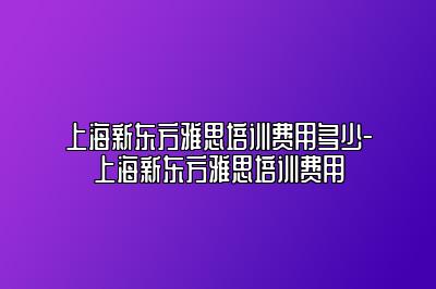 上海新东方雅思培训费用多少-上海新东方雅思培训费用