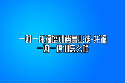 一对一托福培训费多少钱-托福一对一培训怎么样