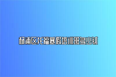 杨浦区托福寒假培训班多少钱