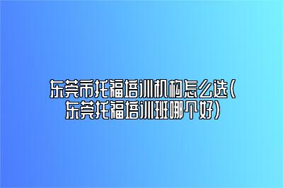 东莞市托福培训机构怎么选(东莞托福培训班哪个好)