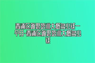 青浦区雅思培训大概多少钱一个月-青浦区雅思培训大概多少钱