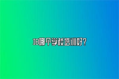 IB哪个学校培训好？