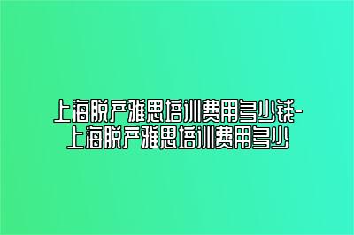 上海脱产雅思培训费用多少钱-上海脱产雅思培训费用多少