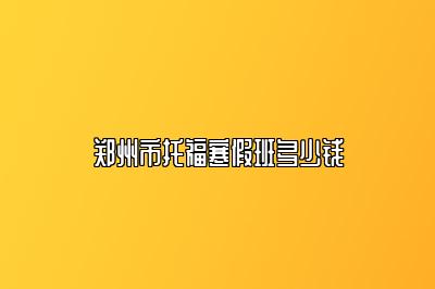 郑州市托福寒假班多少钱