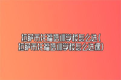 拉萨市托福培训学校怎么选(拉萨市托福培训学校怎么选课)