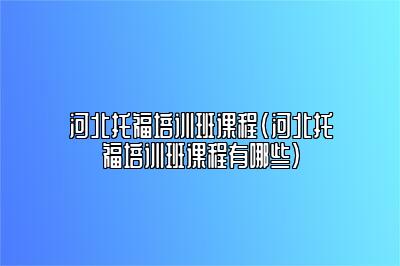 河北托福培训班课程(河北托福培训班课程有哪些)