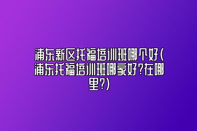 浦东新区托福培训班哪个好(浦东托福培训班哪家好?在哪里?)