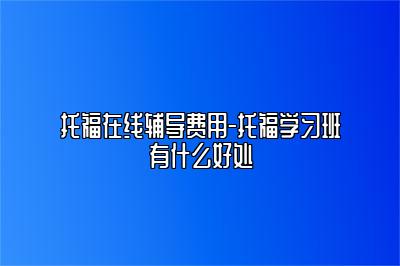 托福在线辅导费用-托福学习班有什么好处