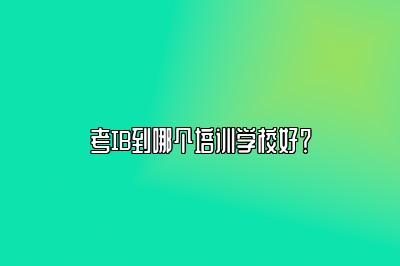 考IB到哪个培训学校好？