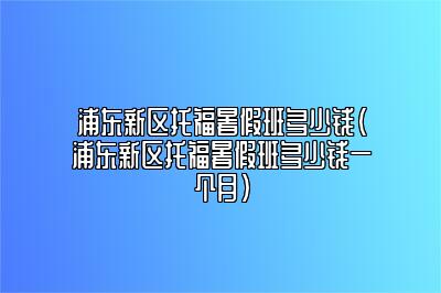 浦东新区托福暑假班多少钱(浦东新区托福暑假班多少钱一个月)