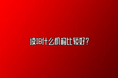 读IB什么机构比较好？