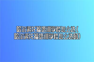 哈尔滨托福培训学校怎么选(哈尔滨托福培训学校怎么选的)