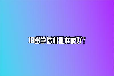 IB留学培训班谁家好？