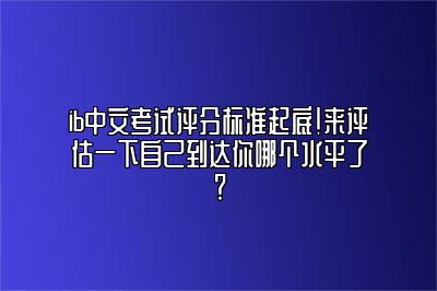 ib中文考试评分标准起底！来评估一下自己到达你哪个水平了？