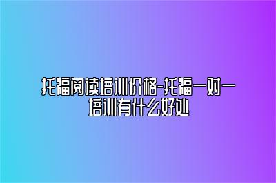 托福阅读培训价格-托福一对一培训有什么好处