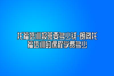 托福培训报班要多少钱-朗阁托福培训的课程学费多少