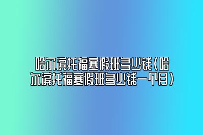 哈尔滨托福寒假班多少钱(哈尔滨托福寒假班多少钱一个月)