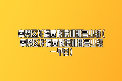 奉贤区托福寒假培训班多少钱(奉贤区托福寒假培训班多少钱一个月)