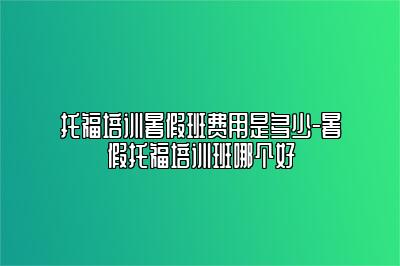 托福培训暑假班费用是多少-暑假托福培训班哪个好