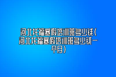 河北托福寒假培训班多少钱(河北托福寒假培训班多少钱一个月)