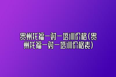 贵州托福一对一培训价格(贵州托福一对一培训价格表)