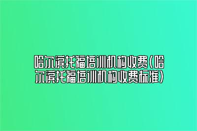 哈尔滨托福培训机构收费(哈尔滨托福培训机构收费标准)