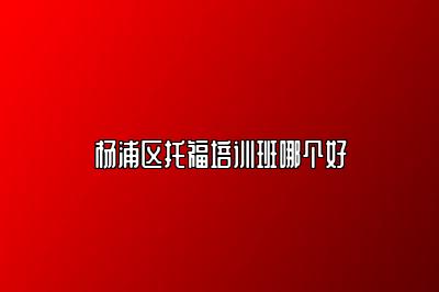 杨浦区托福培训班哪个好