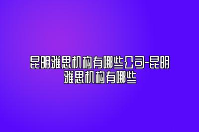 昆明雅思机构有哪些公司-昆明雅思机构有哪些