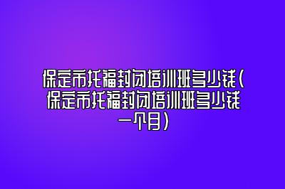 保定市托福封闭培训班多少钱(保定市托福封闭培训班多少钱一个月)