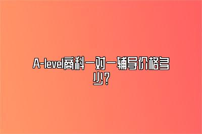 A-level商科一对一辅导价格多少？