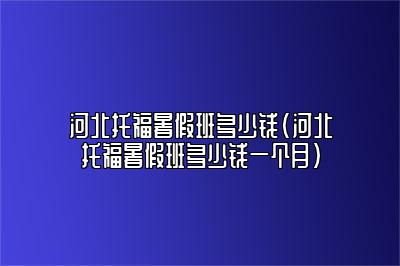 河北托福暑假班多少钱(河北托福暑假班多少钱一个月)