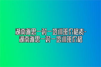 湖南雅思一对一培训班价格表-湖南雅思一对一培训班价格