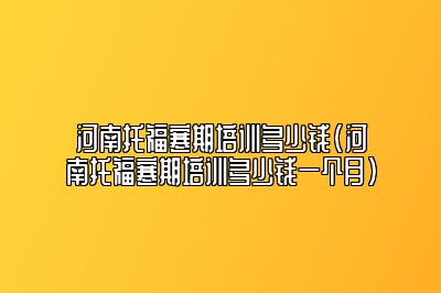 河南托福寒期培训多少钱(河南托福寒期培训多少钱一个月)