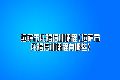 拉萨市托福培训课程(拉萨市托福培训课程有哪些)