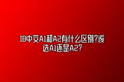 IB中文A1和A2有什么区别？该选A1还是A2?