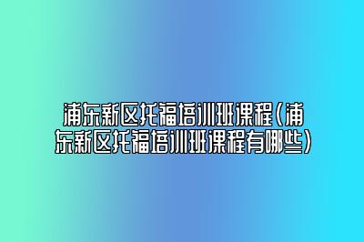 浦东新区托福培训班课程(浦东新区托福培训班课程有哪些)