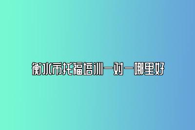 衡水市托福培训一对一哪里好